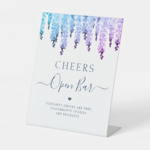 Expositor En L Bar abierto Boda Rótulo acuarela Wisteria Floral