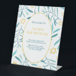 Expositor En L Bar Bat Mitzvah Boda judío Personalizado de Botáni<br><div class="desc">¡Perfecto personalizado para una mitzvah de murciélago, bar mitzvah u otra celebración judía! ¡La mano hizo arte acuarela para ti! ¡TODO PERSONALIZABLE! Haga clic en "Personalizar" para editar el texto. Haga clic en "editar usando la herramienta de diseño" para ajustar los tipos de letra, los colores y las colocaciones y...</div>