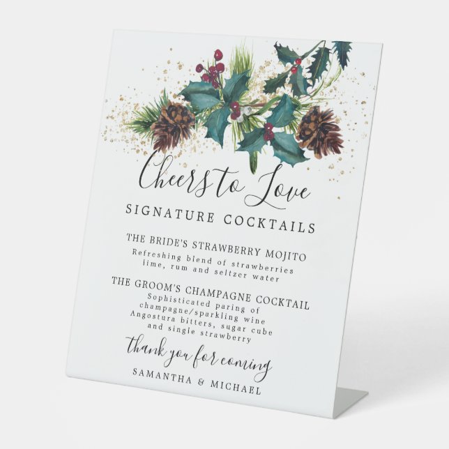 Expositor En L Bar Boda de cócteles Holly y Berries (Anverso)