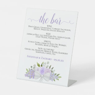 Expositor En L Bar - Boda del menú Lavender Floral Bebidas