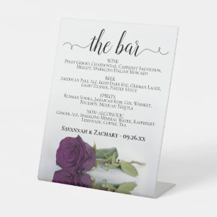 Expositor En L Bar - Boda del menú Plum Purple Bebidas Rosas
