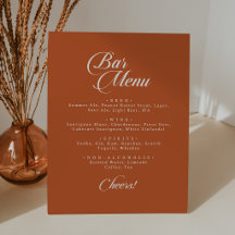 Bar de Boda con Caligrafía en Terracota Clásica