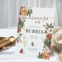 Expositor En L Bar de Mimosa para Bridal Shower de Otoño Boho