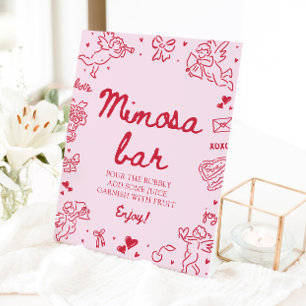 Expositor En L Bar de Mimosa Rosa Dibujado a Mano para San Valent