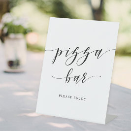 Expositor En L Bar de Pizza de Boda con Caligrafía Moderna