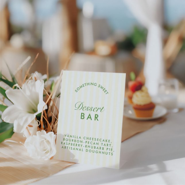 Expositor En L Bar de Postres Retro Verde y Amarillo Despedida de (Dessert Bar Retro Green & Yellow Bachelorette Pedestal Sign)