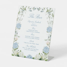 Expositor En L Bar de Recepción de Boda con Hortensias Azules Pol