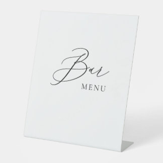 Expositor En L Bar Menu Wedding Sign Minimalist Elegant Script 