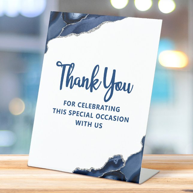 Expositor En L Bar Mitzvah Navy Blue Agate Script Simple Moderno (Subido por el creador)