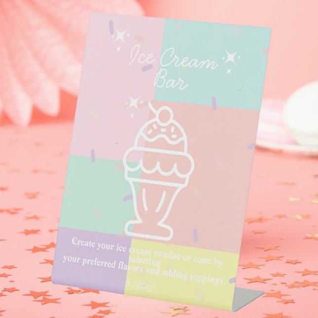Expositor En L Bar Retro Ice Cream (Retro Ice Cream Bar Pedestal Sign)