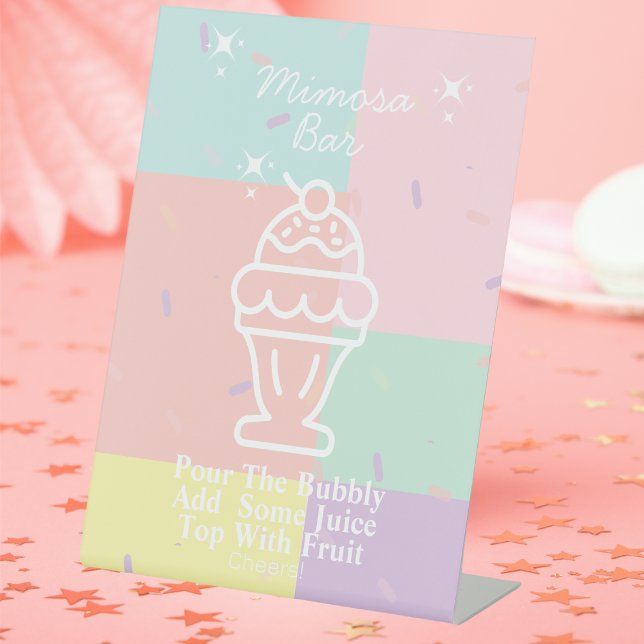 Expositor En L Bar Retro Mimosa (Retro Mimosa Bar Pedestal Sign)