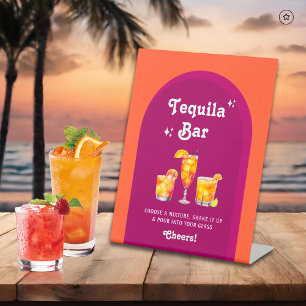 Expositor En L Bar Retro Tequila Rosa y Naranja