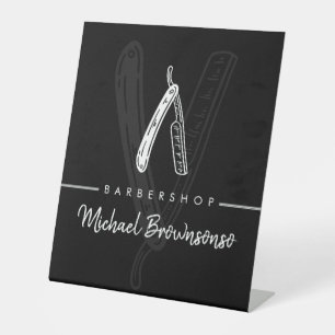 Expositor En L Barbero Moderno Negro con Navaja
