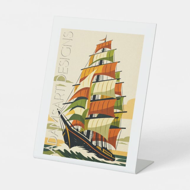 Expositor En L Barco de vela Art Déco aventurero (Anverso)