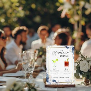 Expositor En L Barra Boda Dusty Blue Gold Floral Signature Beber