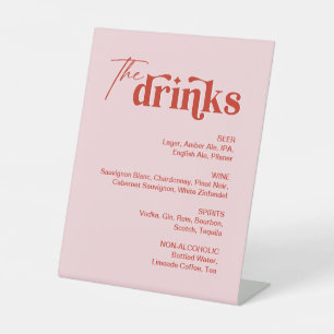 Expositor En L Barra de Bodas de menú de bebidas rosas y rojas