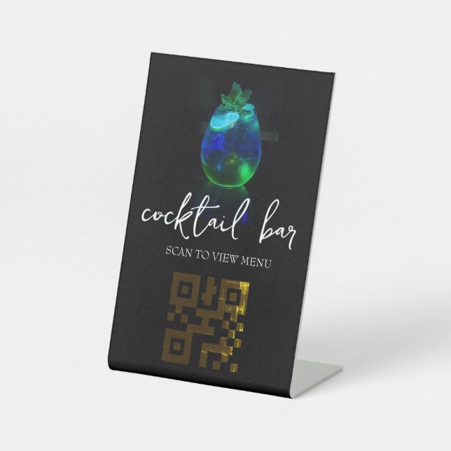 Expositor En L barra de cócteles del menú digital del código QR (Anverso)