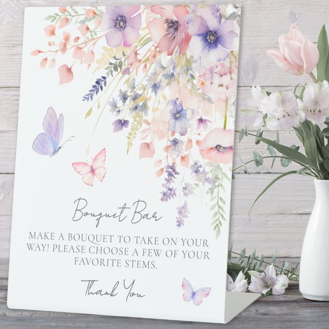 Expositor En L Barra de flores de mariposa silvestre Bouquet (Butterfly Wildflower Bouquet Flower Bar Pedestal Sign)