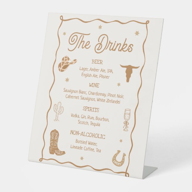 Expositor En L Barra de Menú de Bebidas de Boda Occidental (Anverso)