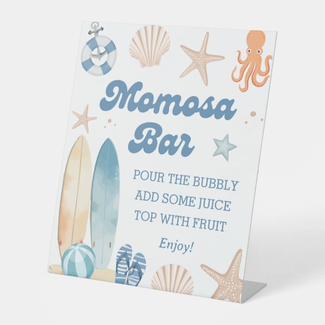 Expositor En L Barra de Momosa de Baby Shower Coastal (Anverso)