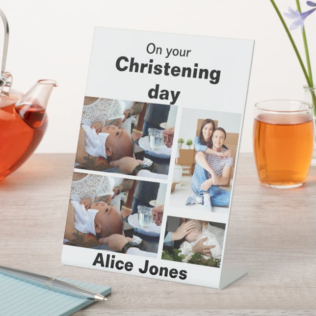 Expositor En L Bautismo personalizado 4 Collage de fotos (In Situ)