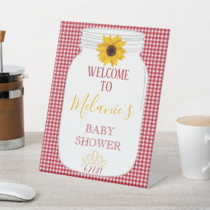 Expositor En L BBQ Baby Shower Bienvenida Rótulo Pedestal 8x10