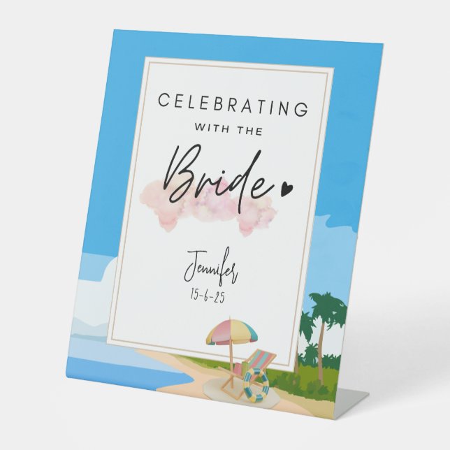 Expositor En L Beach Bachelorette | Fiesta Hens personalizado (Anverso)