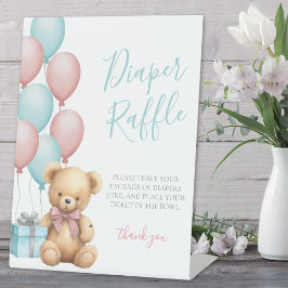 Expositor En L Bear Baby Shower Diaper Raffle