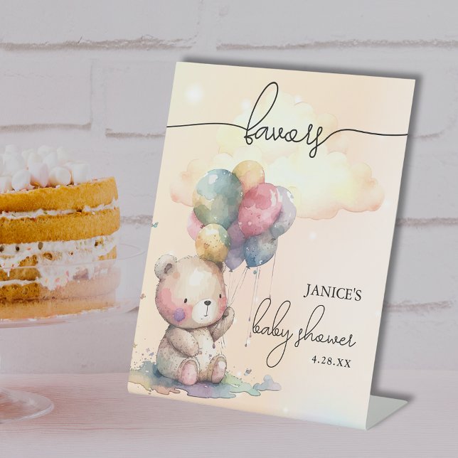 Expositor En L Bear Baby Shower Favors (Bear Baby Shower Favors Pedestal Sign)