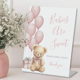 Expositor En L Bear Baby Shower Pink Sweets