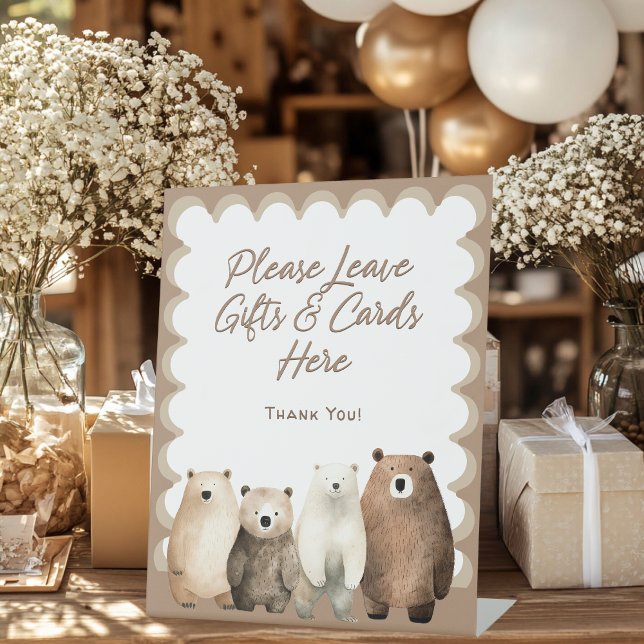 Expositor En L Bearly Wait Neutral Bear Bear Regalo Baby Shower (Neutral Bearly Wait Teddy Bear Baby Shower Gift Pedestal Sign)