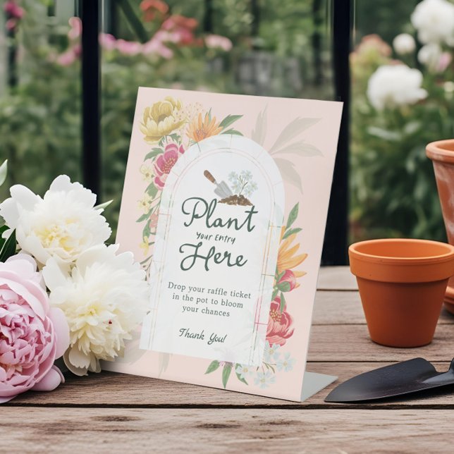 Expositor En L Bebé en Bloom Garden Baby Shower Diaper Raffle (Baby in Bloom Garden Baby Shower Diaper Raffle Pedestal Sign)