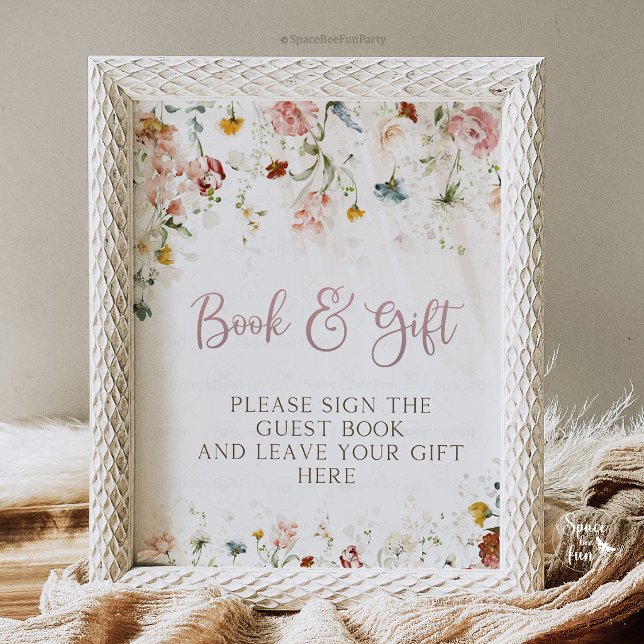 Expositor En L Bebé en flor  (baby in bloom, books and gifts sign, baby shower sign, floral baby shower, printable baby sign, baby)