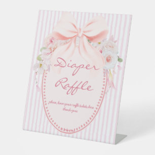 Expositor En L Bebé en flor bow preppy baby shower rifa de pañale