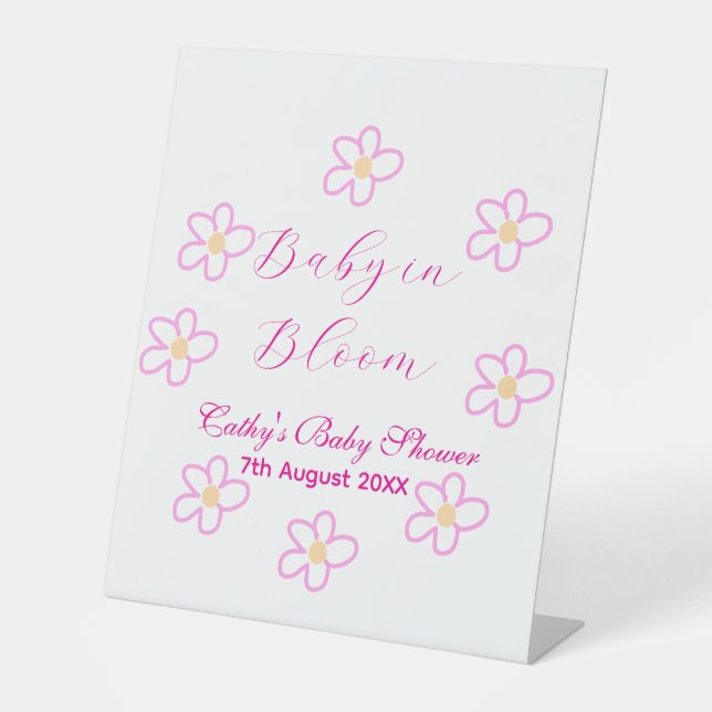 Expositor En L Bebé en flor rosa ducha bebé simple elegancia (Anverso)