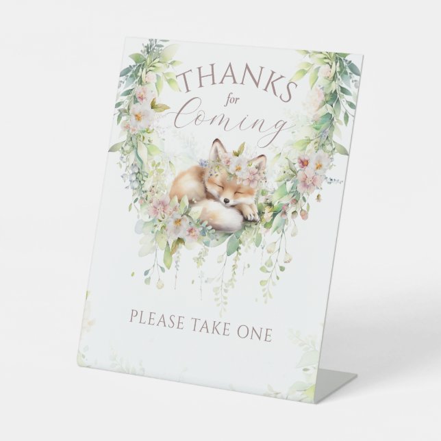 Expositor En L Bebé en sangre Woodland Flor Baby Shower (Anverso)