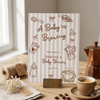 Expositor En L Bebé está en Infusión Café Dibujado a Mano Fiesta