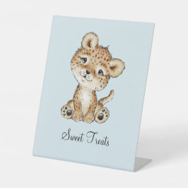 Expositor En L Bebé lindo Leopard Blue Sweet trata Rótulo Pedesta