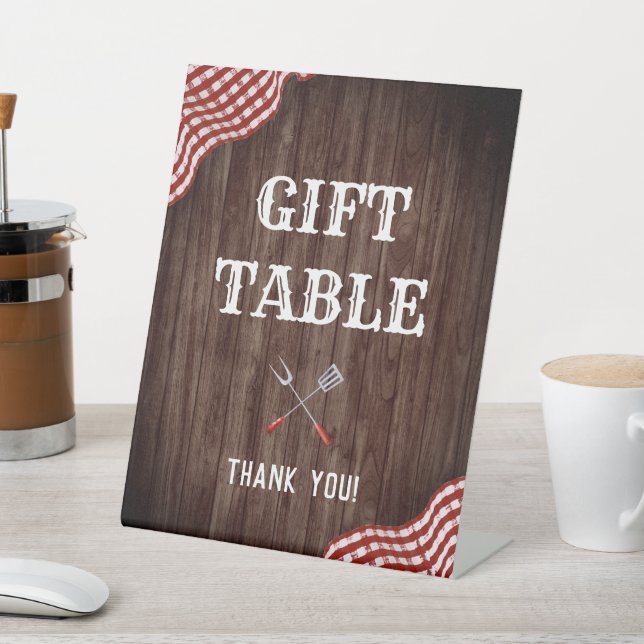 Expositor En L Bebé Q BBQ Baby Shower Gift Table Rótulo (In Situ)