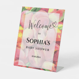 Expositor En L Bebé shower de acuarela de melocotones 