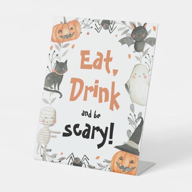 Expositor En L Beber de fantasía de Halloween es Rótulo de Fiesta (Anverso)
