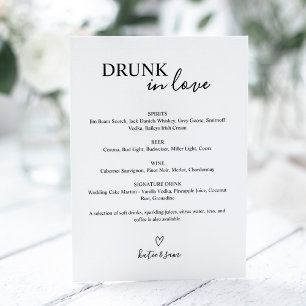 Expositor En L Beber en amor Boda Menú Rótulo Bar