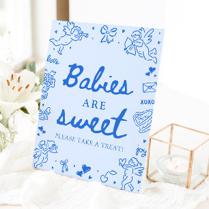 Expositor En L Bebés Dibujados a Mano Azules Adorables Son Dulces