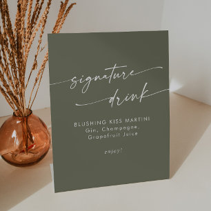 Expositor En L Bebida característica de boda boho chic verde oliv