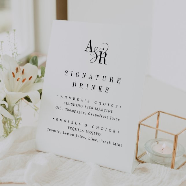 Expositor En L Bebida característica de boda clásica elegante de  (ANDREA Elegant Classic Wedding Signature Drink Pedestal Sign)