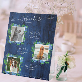 Expositor En L Bebida Con Firma De Mascota De Boda De Madera De H