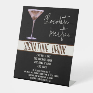 Expositor En L Bebida con firma, Martini de chocolate, menú Fiest