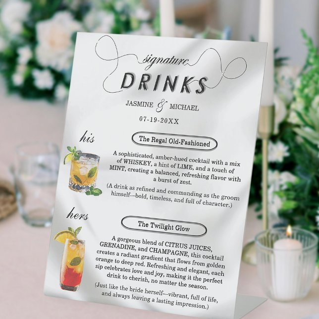 Expositor En L Bebida de Boda blanco negro de lujo simple (Subido por el creador)