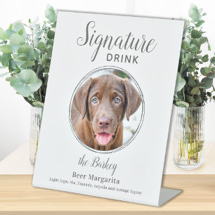 Expositor En L Bebida de firma Elegante Mascota Plata Foto Boda