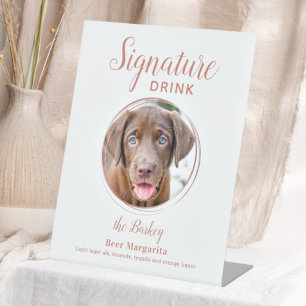Expositor En L Bebida de firma Elegante Rosa Mascota de oro Boda